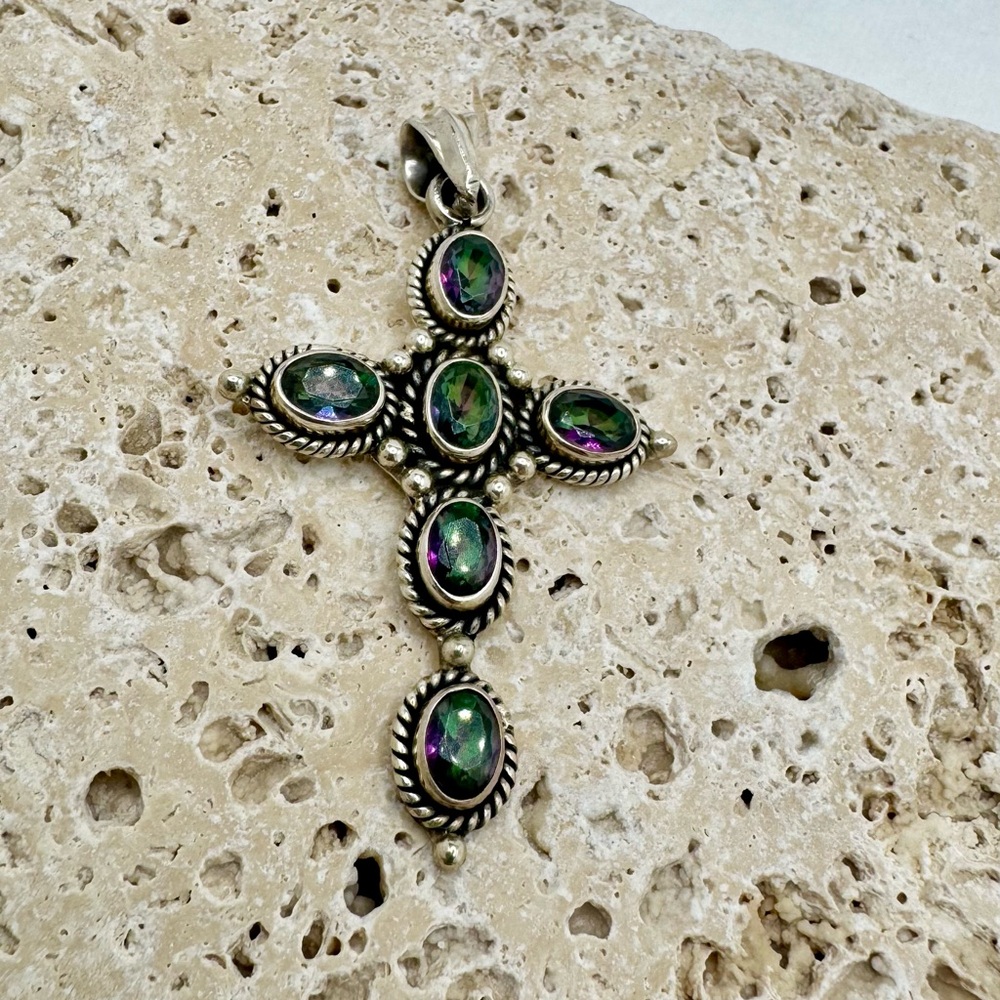 Mystic Topaz Cross Pendant - Picture 4 of 7